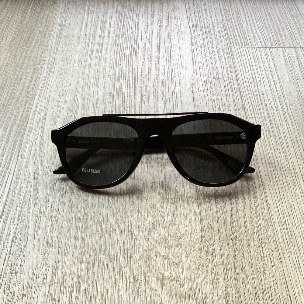 quay australia high top black polarized round shield brow bar sunglasses eyewear